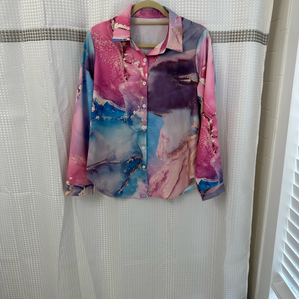 Colorful Abstract Button-Up Shirt